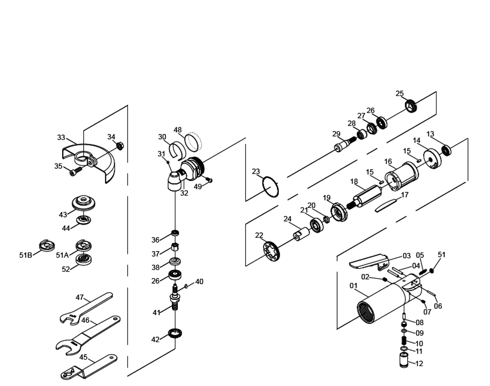 Figure 0 Diagram and Parts List for CP3040GASTIM  Chicago Pneumatic Grinder